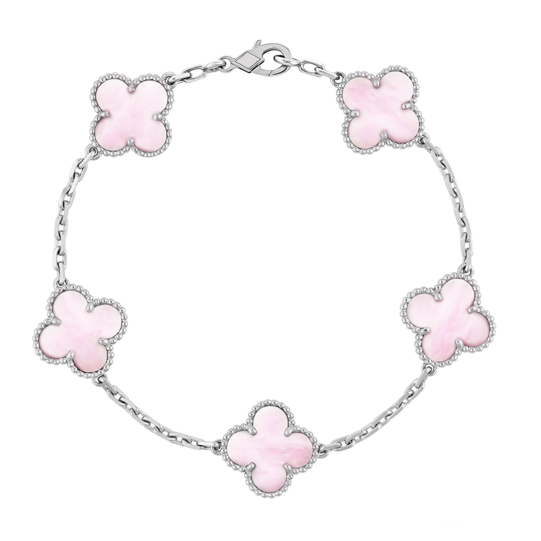 KLEEBLATT ARMBAND | SILBER PINK
