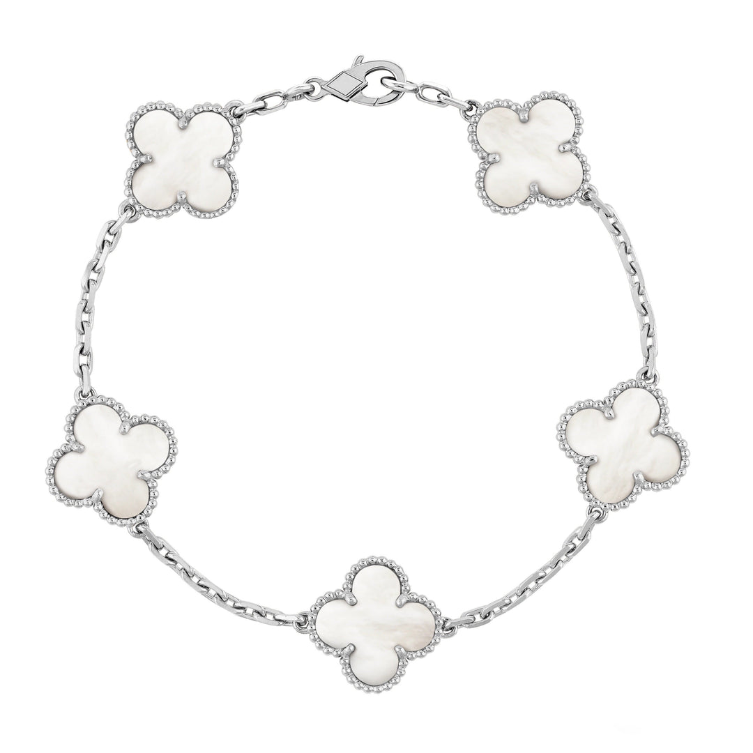 KLEEBLATT ARMBAND | SILBER WEISS