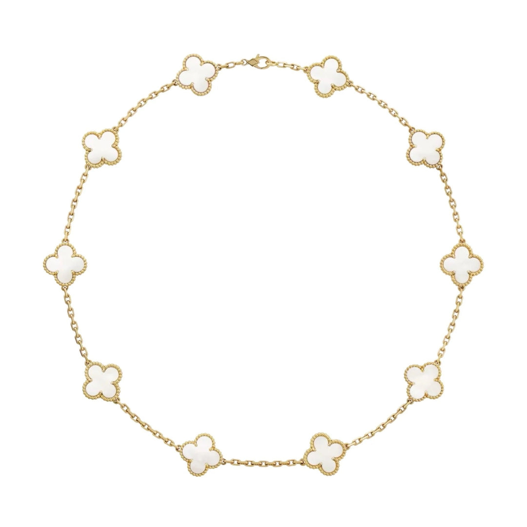 KLEEBLATT HALSKETTE 10 | WEISS GOLD