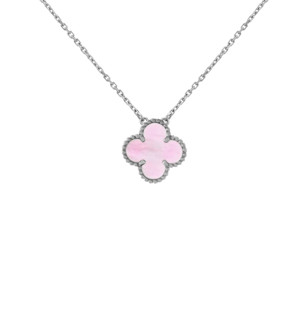 KLEEBLATT HALSKETTE | PINK SILBER