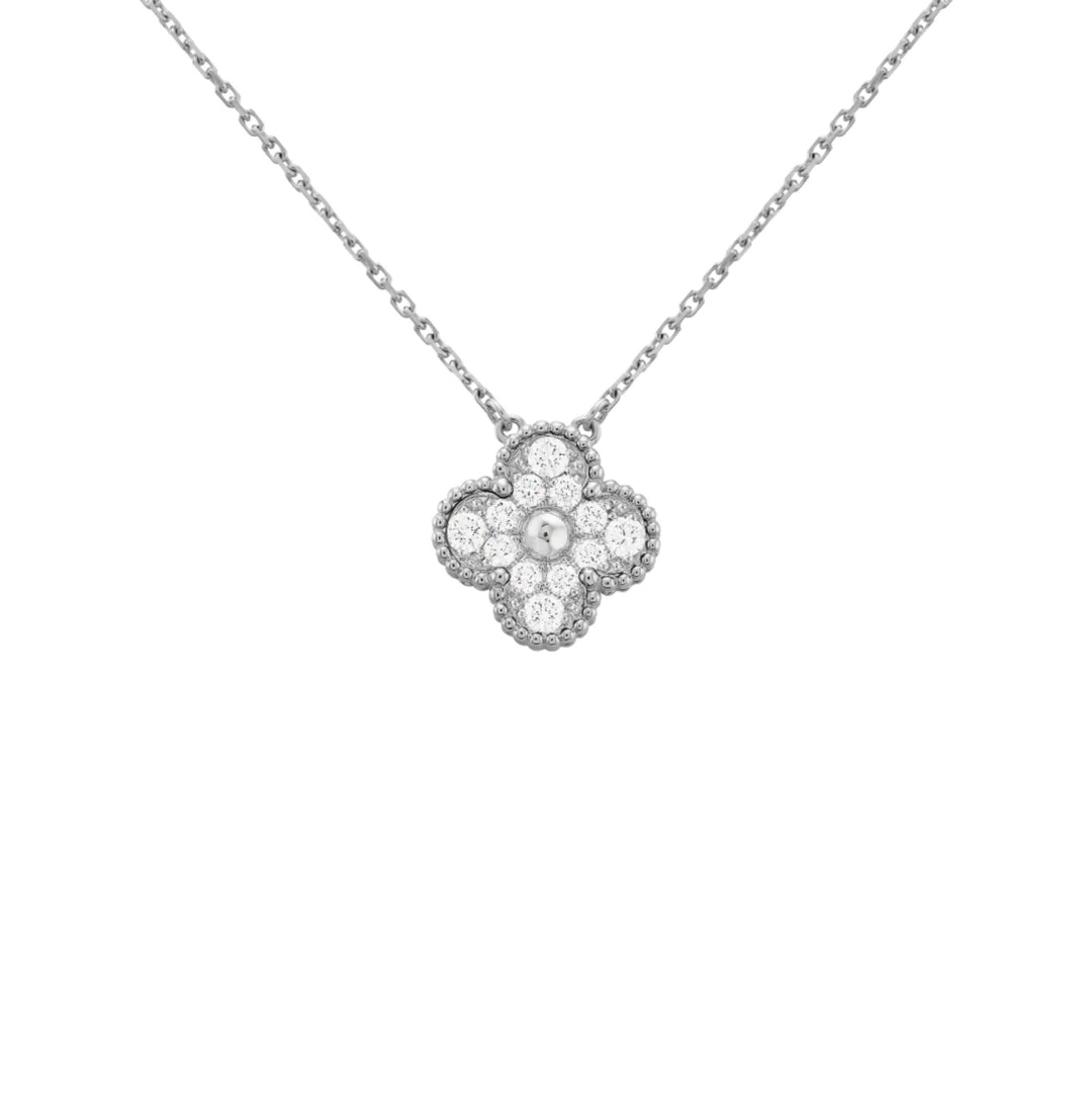 KLEEBLATT DIAMANT HALSKETTE | SILBER