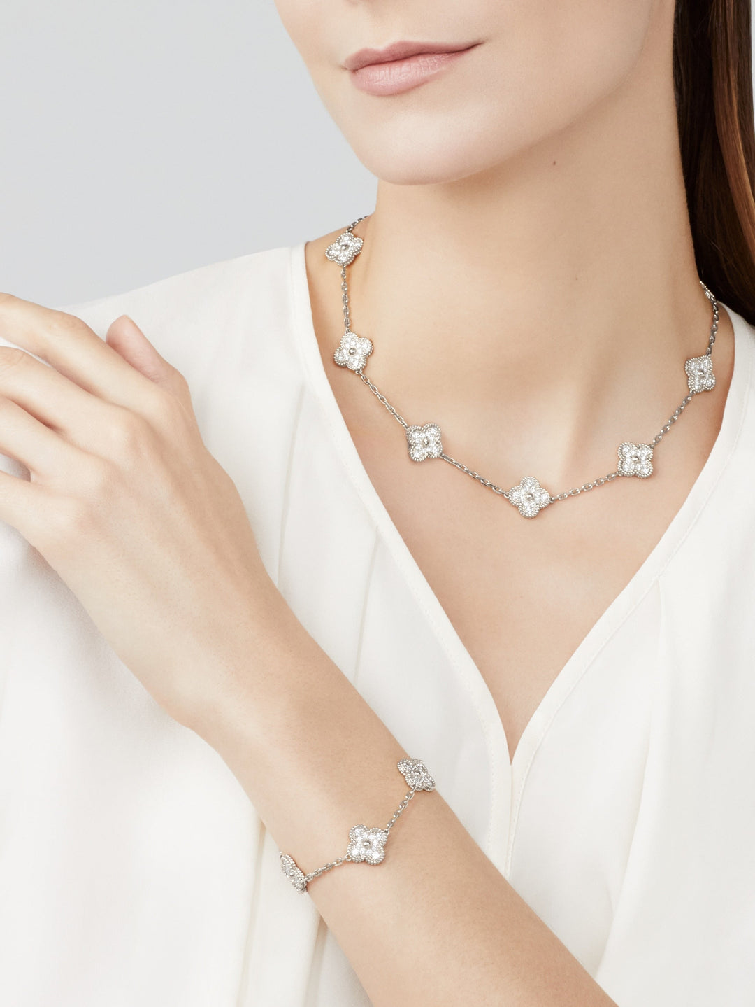 KLEEBLATT DIAMANT HALSKETTE 10 | SILBER
