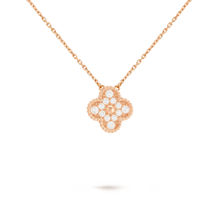 KLEEBLATT DIAMANT HALSKETTE | ROSÉGOLD