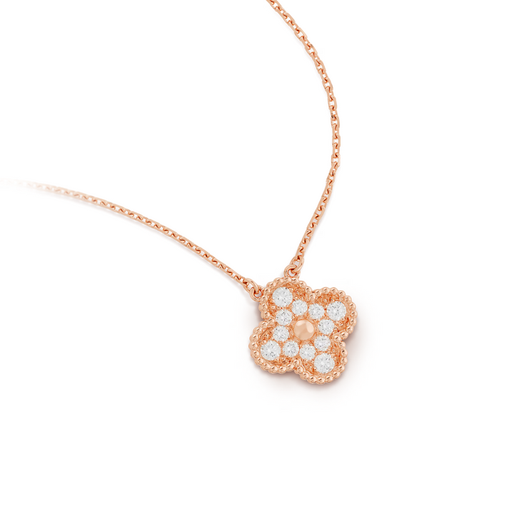 KLEEBLATT DIAMANT HALSKETTE | ROSÉGOLD