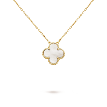 KLEEBLATT HALSKETTE | WEISS GOLD