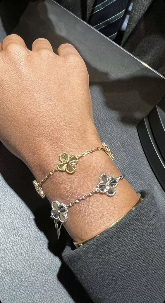 KLEEBLATT ARMBAND SET | GOLD SILBER